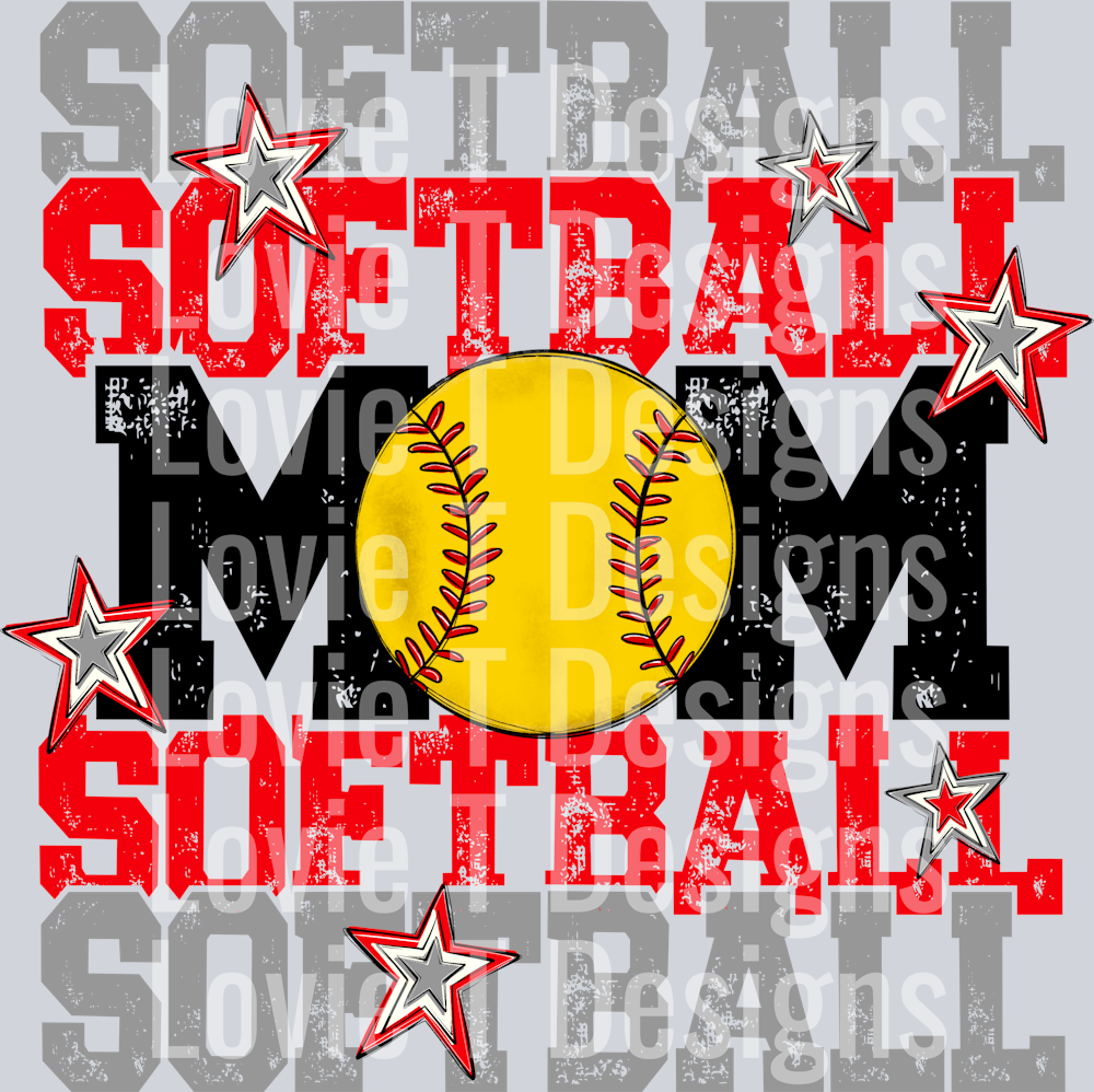 Softball Mom_Red Grey