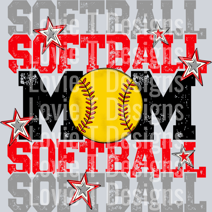 Softball Mom_Red Grey