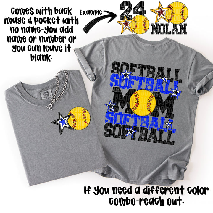 SOFTBALL MOM ROYAL BLACK