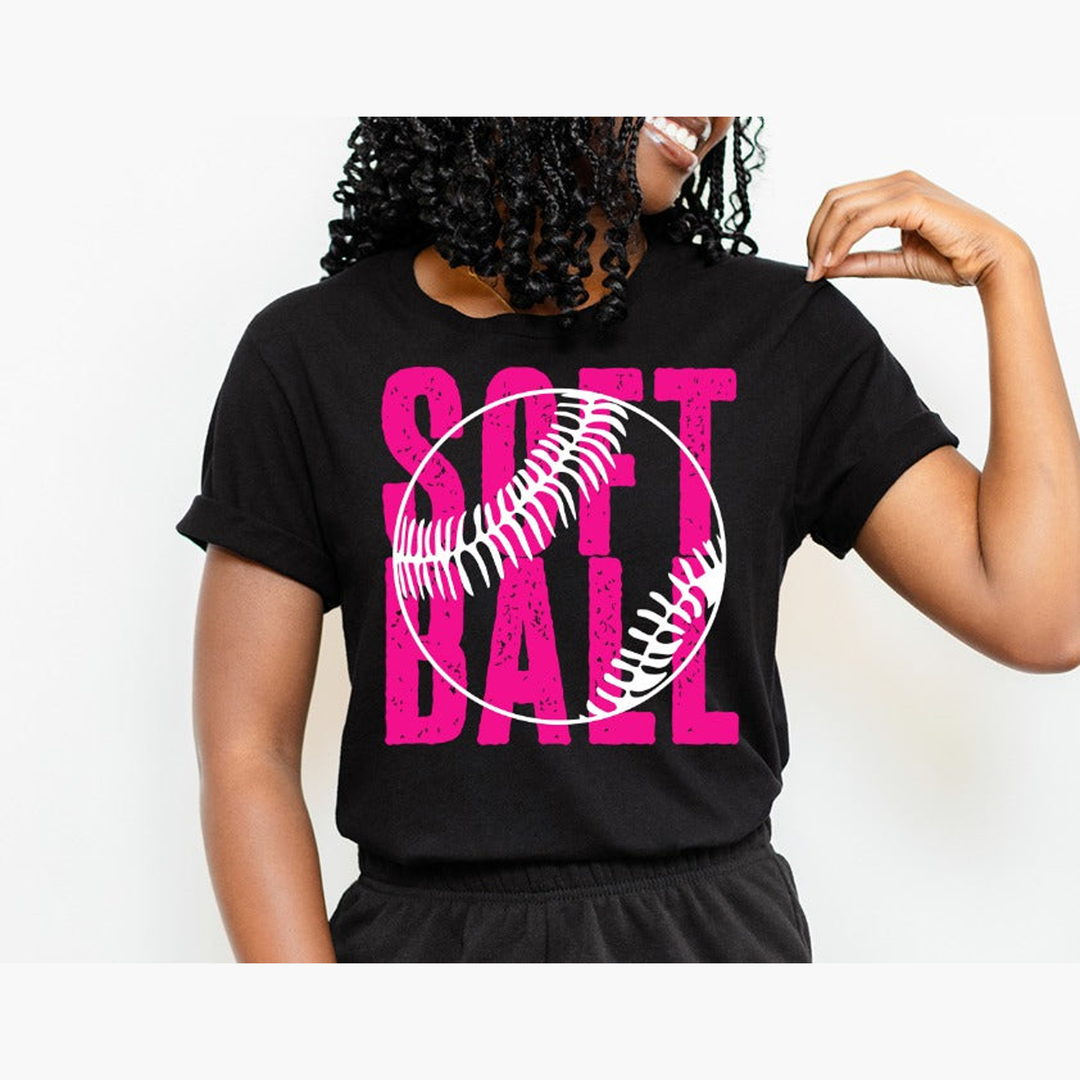 Softball Pink Distressed and White – DTF Transfer