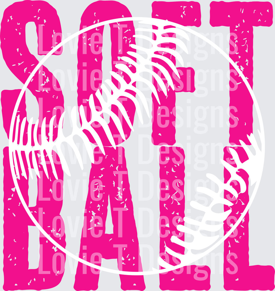 SOFTBALL PINK DISTRESSED AND WHITE