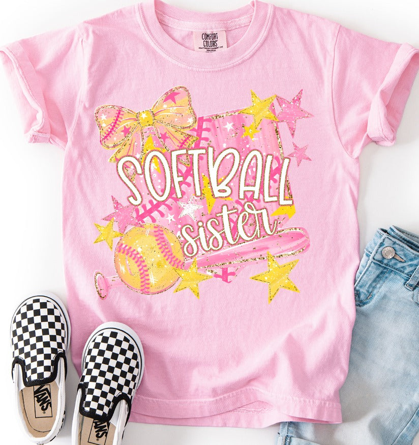 Softball Sister DTF transfer design