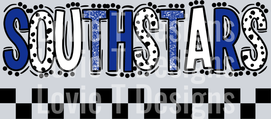 SOUTHSTARS DOODLE DOT ROYAL AND WHITE