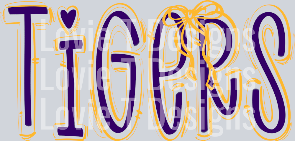 SPACED OUT WITH BOWS TIGERS PURPLE BASE AND YELLOW TOP