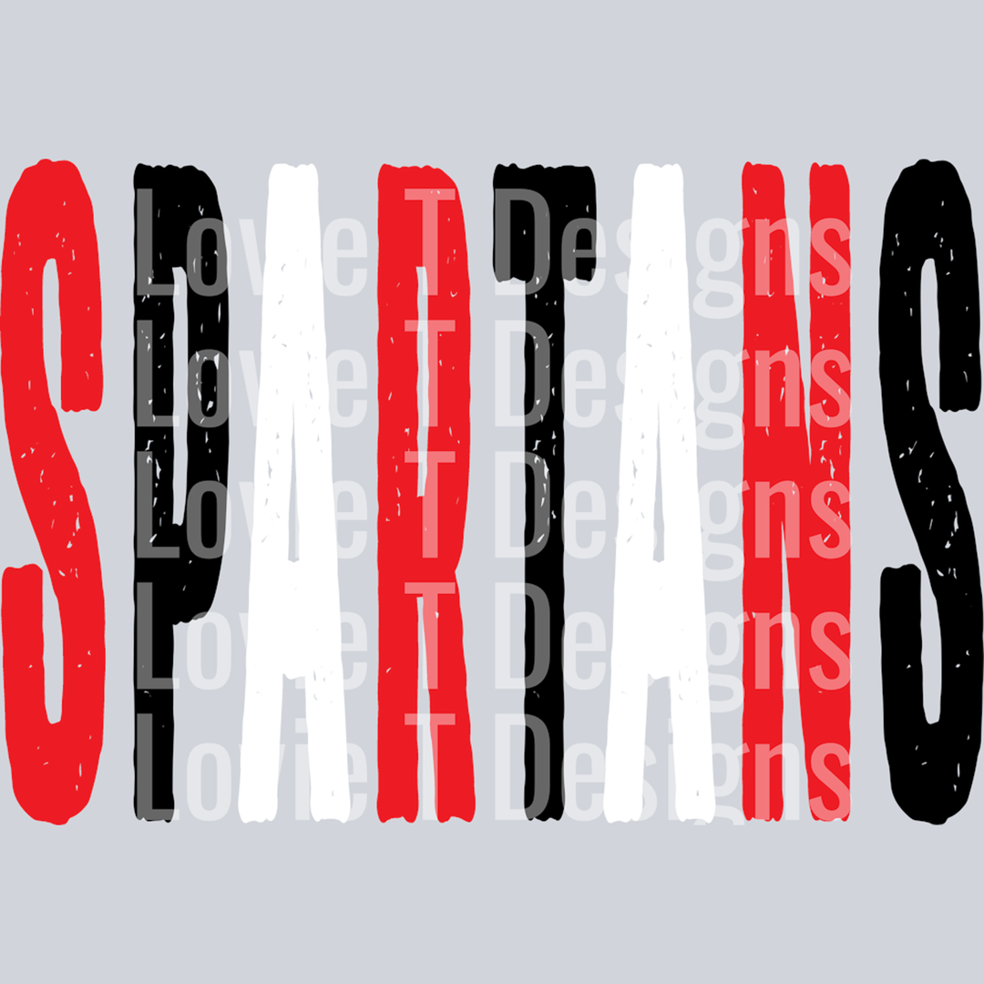 Spartans Grunge Mascot Red Black and White – DTF Transfer