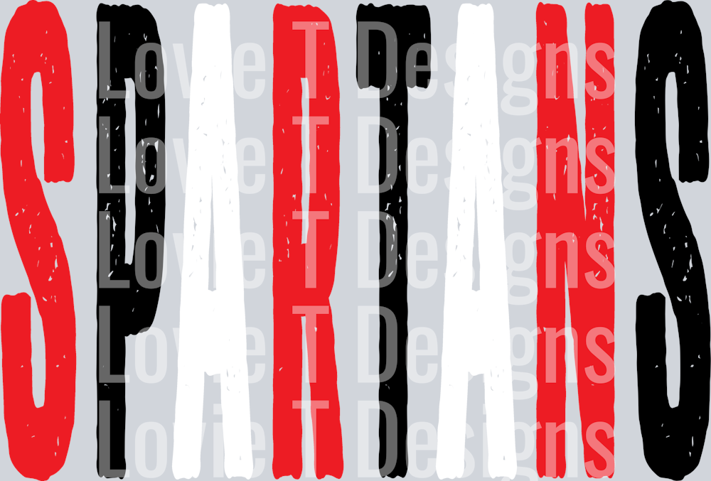 SPARTANS GRUNGE MASCOT RED BLACK AND WHITE