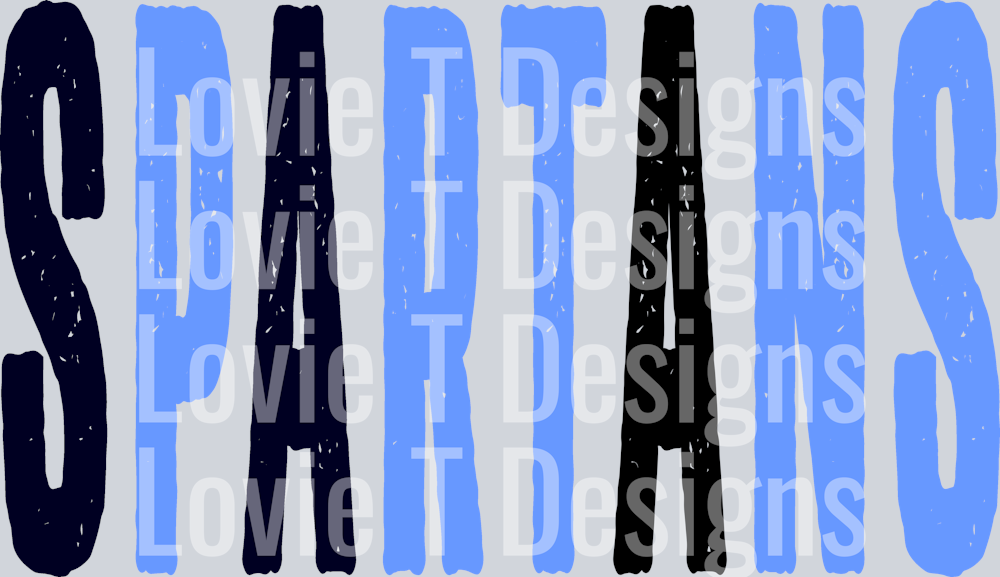 SPARTANS NAVY AND CAROLINA BLUE OVERIZED GRUNGE MASCOT