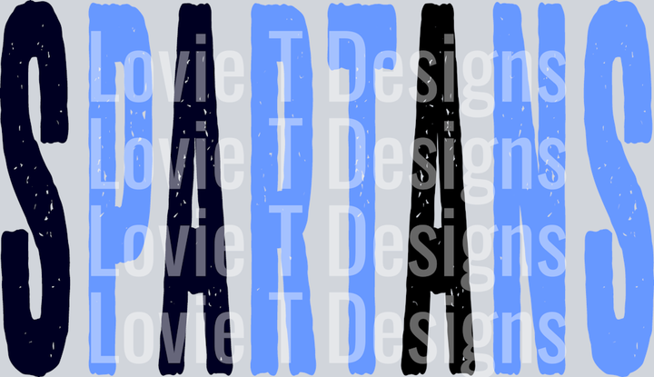 SPARTANS NAVY AND CAROLINA BLUE OVERIZED GRUNGE MASCOT