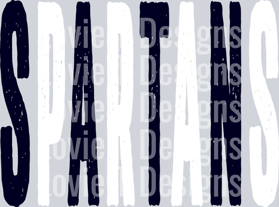 SPARTANS NAVY AND WHITE OVERSIZED GRUNGE MASCOT