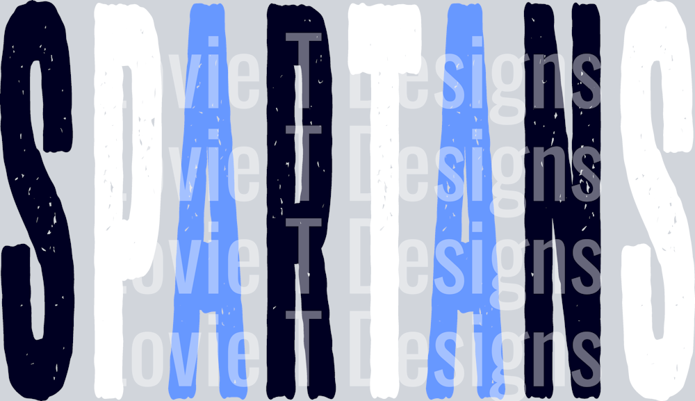 SPARTANS NAVY WHITE AND CAROLINA BLUE OVERIZED GRUNGE MASCOT