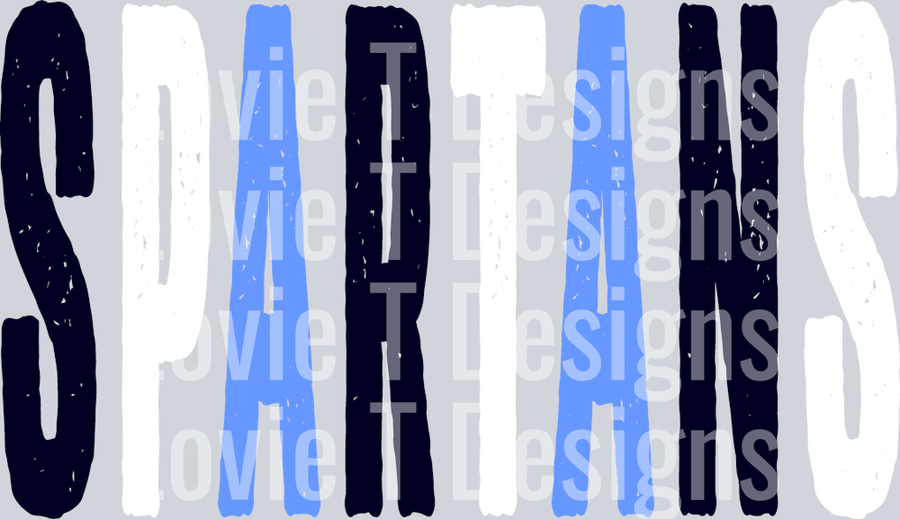 SPARTANS NAVY WHITE AND CAROLINA BLUE OVERIZED GRUNGE MASCOT