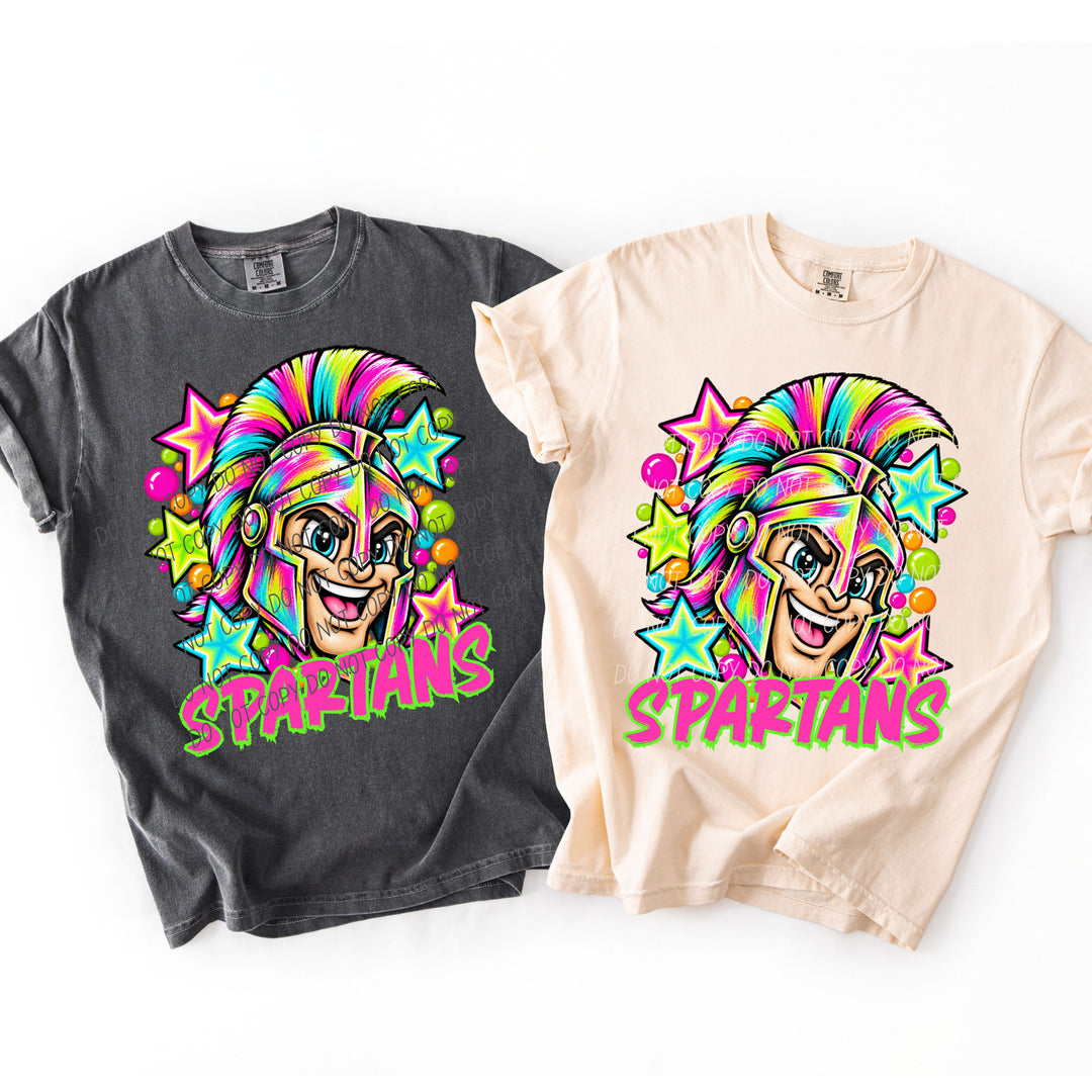 Spartans Neon Starstruck mascot DTF transfer