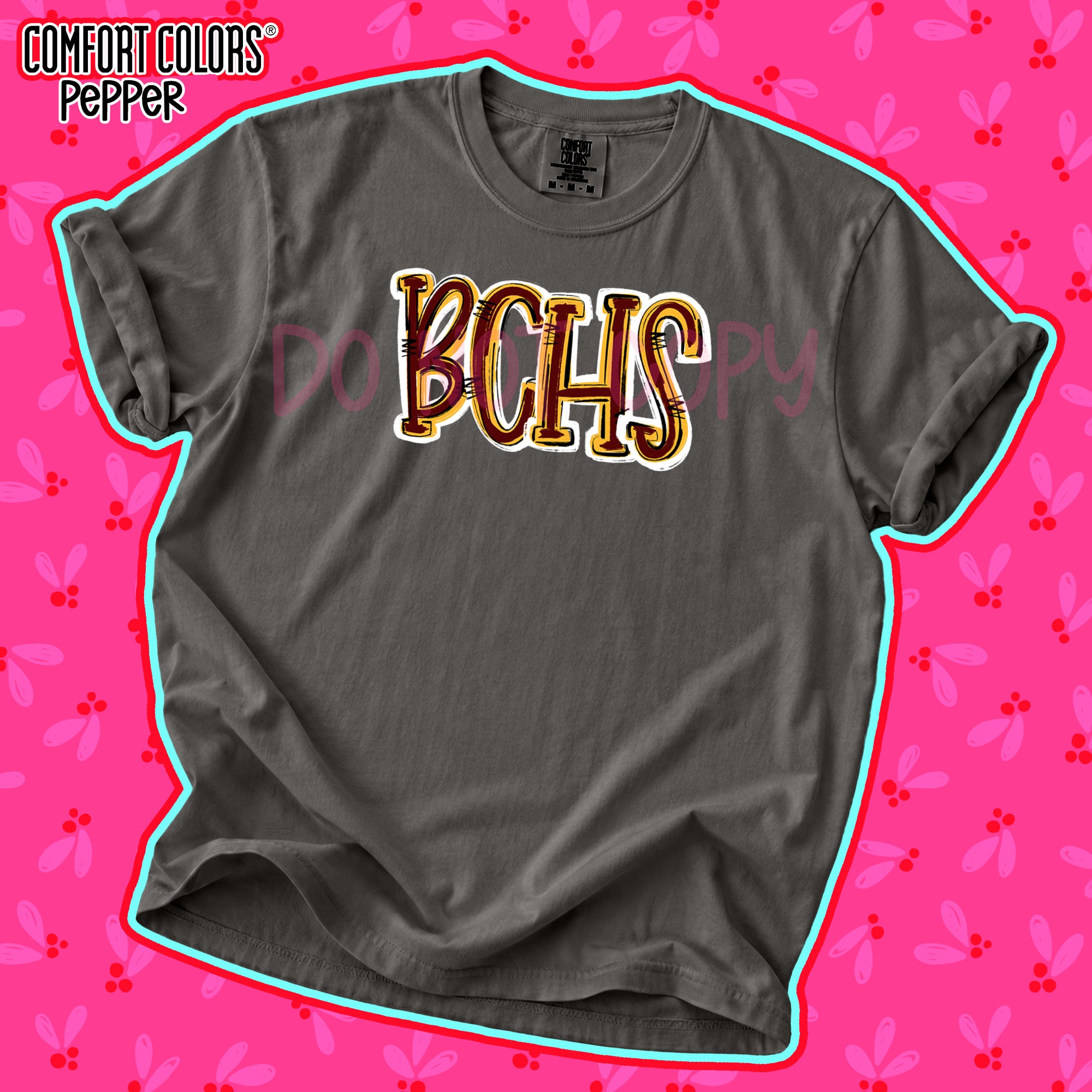 Spirit Stack Initials BCHS Maroon Yellow Gold design