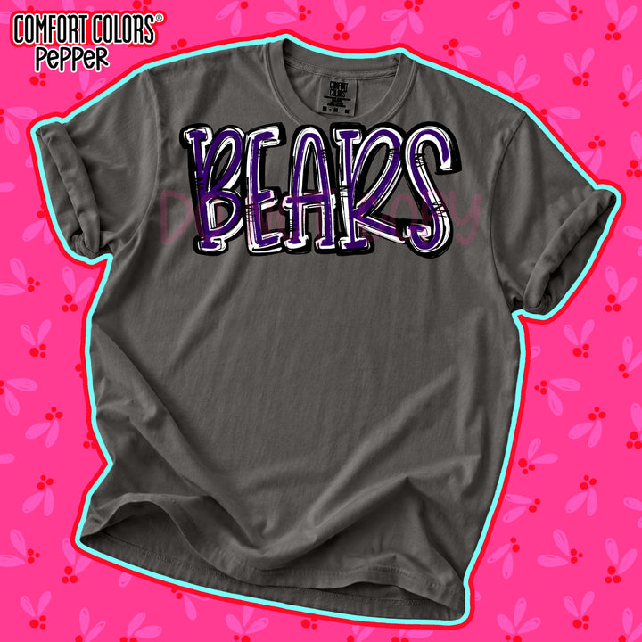 Bears Purple White Spirit Stack Mascots DTF transfer mockup