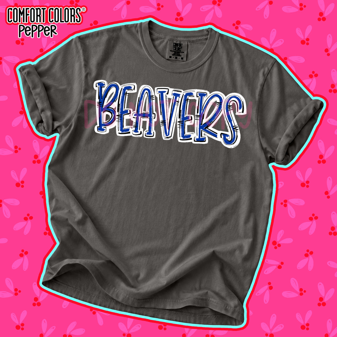 Beavers Royal Blue White Spirit Stack DTF transfer