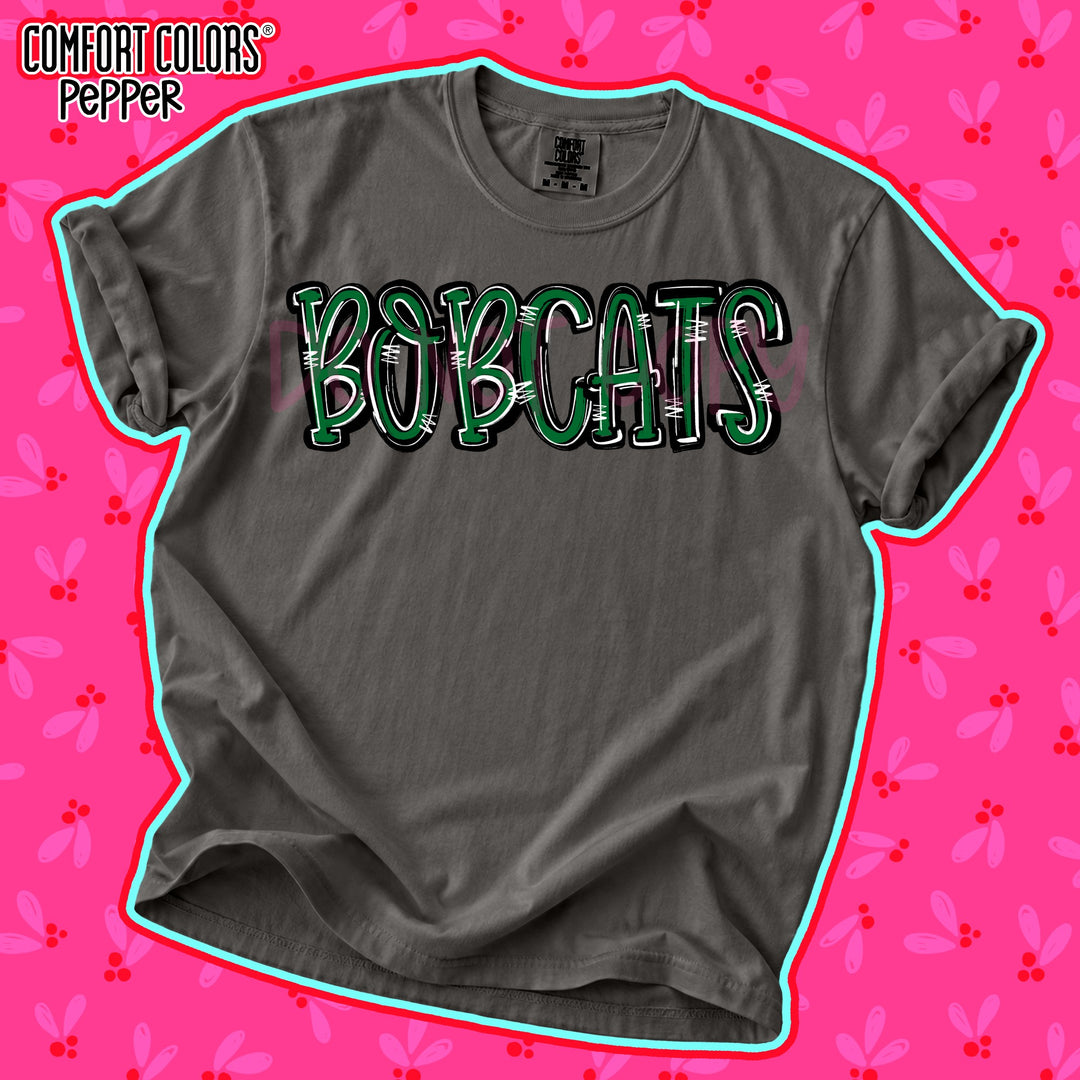Bobcats Kelly Green Black Spirit Stack Mascots DTF transfer mockup