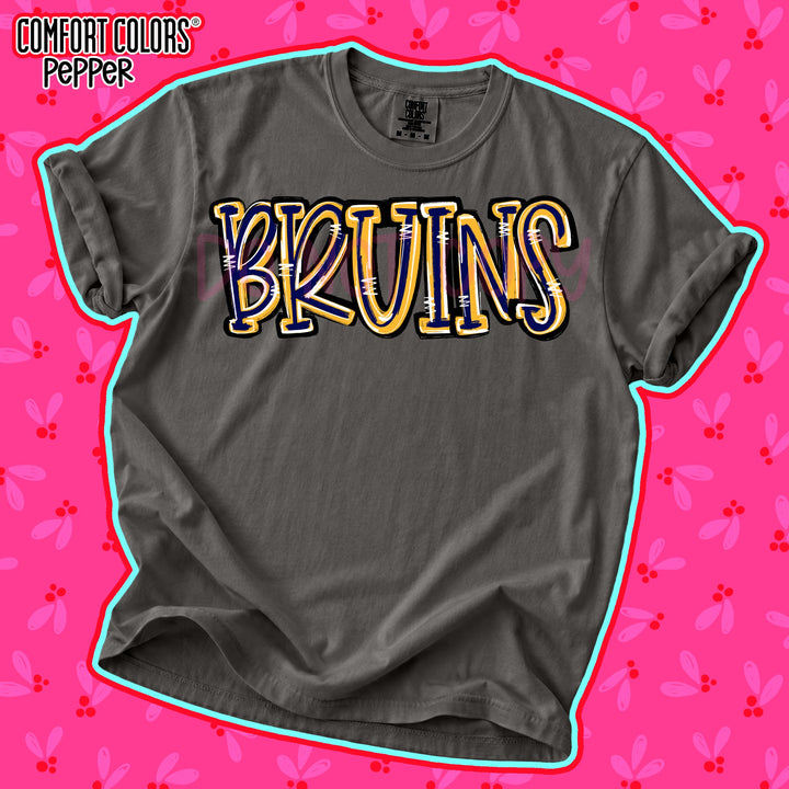 Bruins Navy Yellow Gold Spirit Stack Mascots DTF transfer mockup