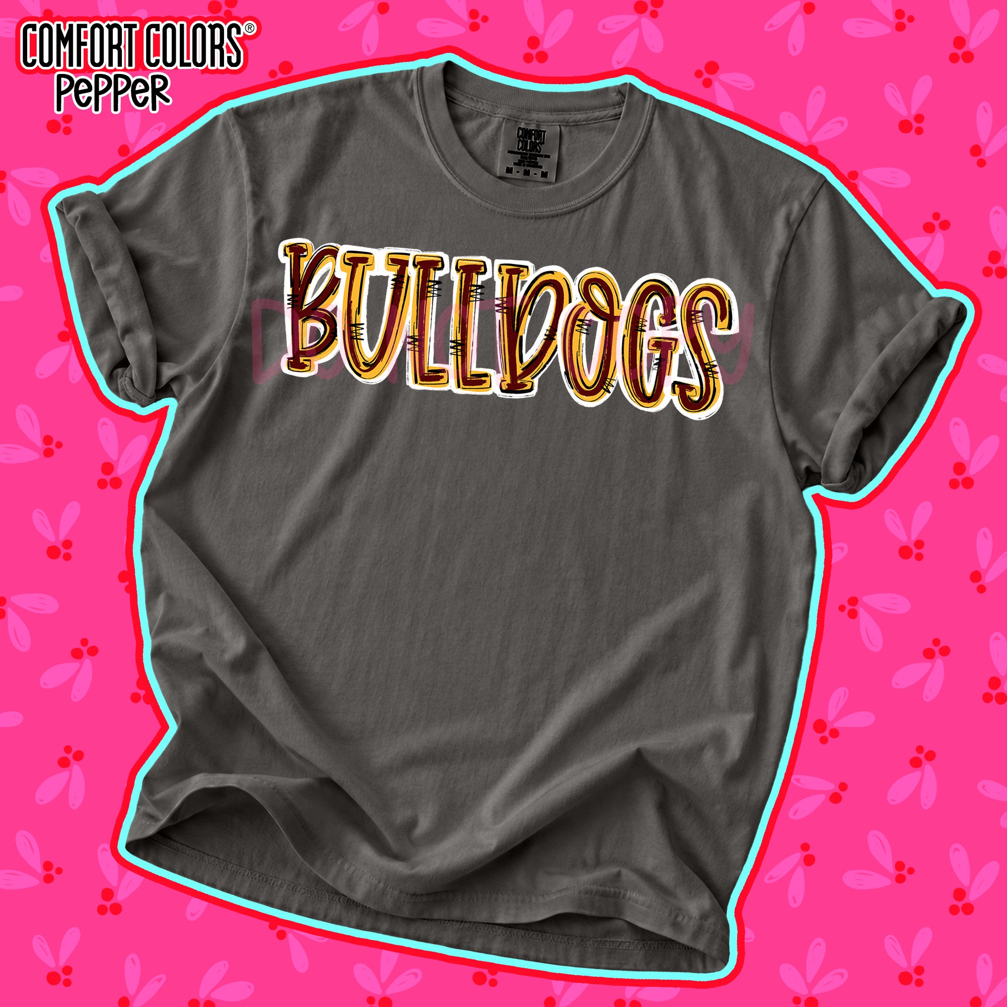 Spirit Stack Mascots Bulldogs Maroon Yellow Gold design
