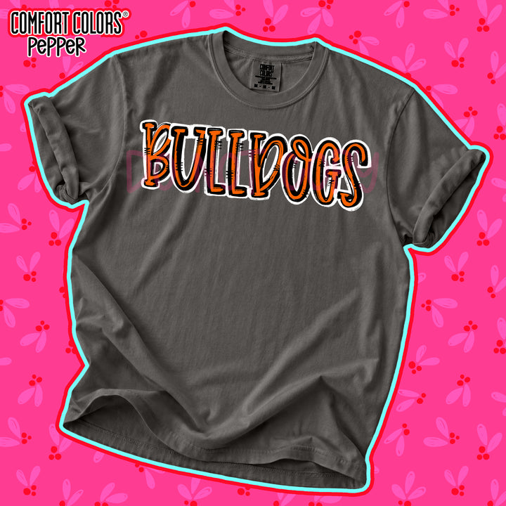 Bulldogs Orange Black Spirit Stack DTF transfer