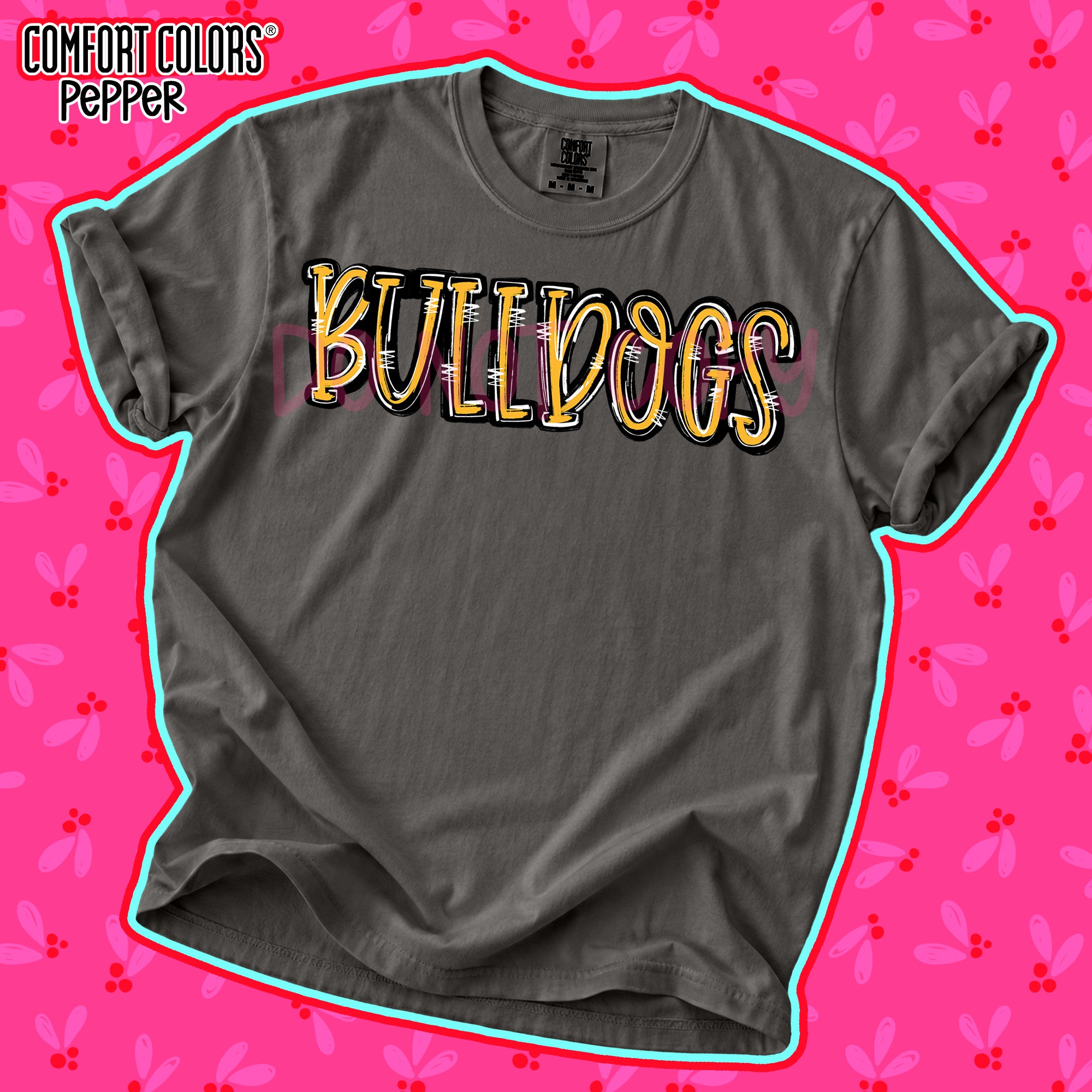 Spirit Stack Mascots Bulldogs Yellow Gold Black design