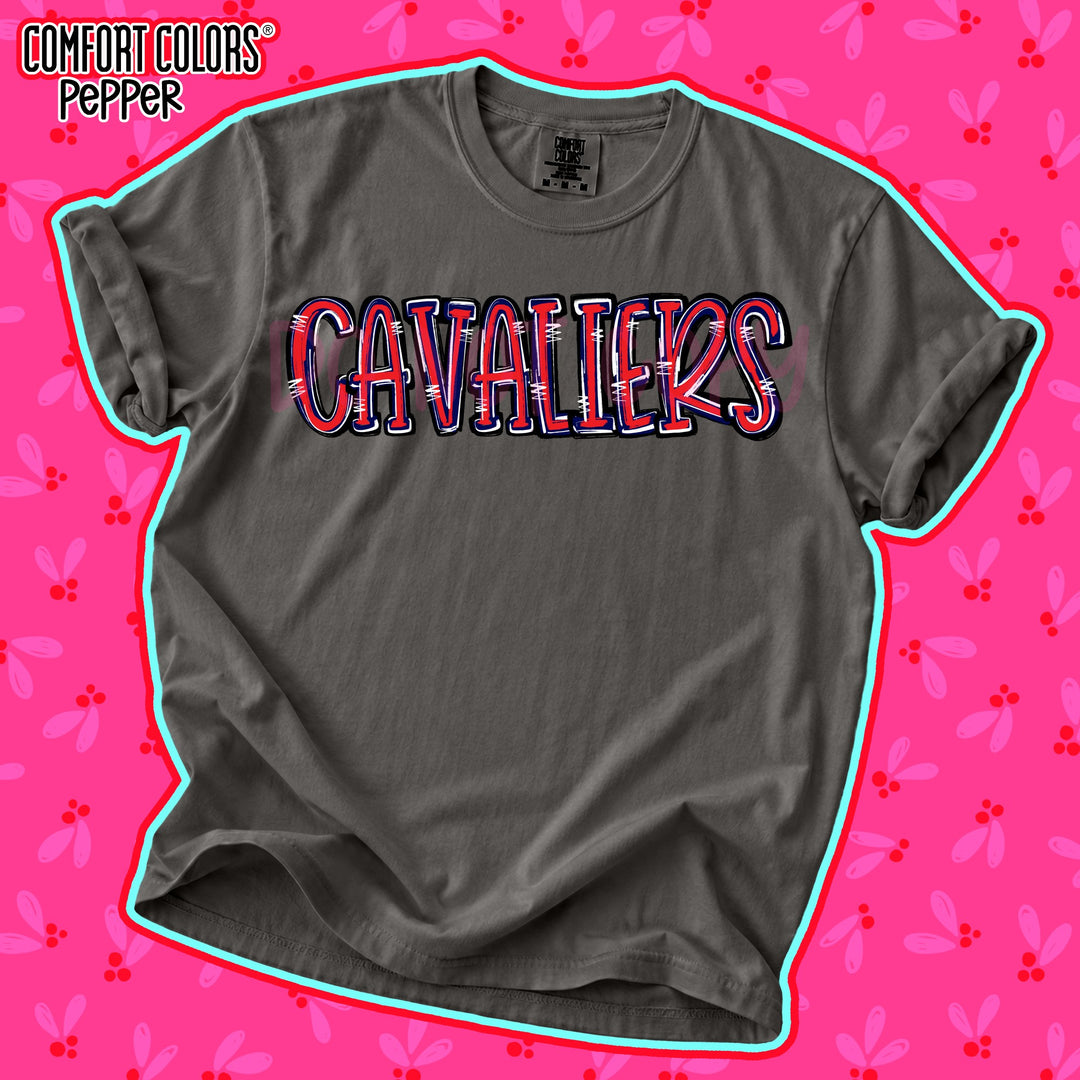 Cavaliers Red Navy Spirit Stack Mascots DTF transfer mockup