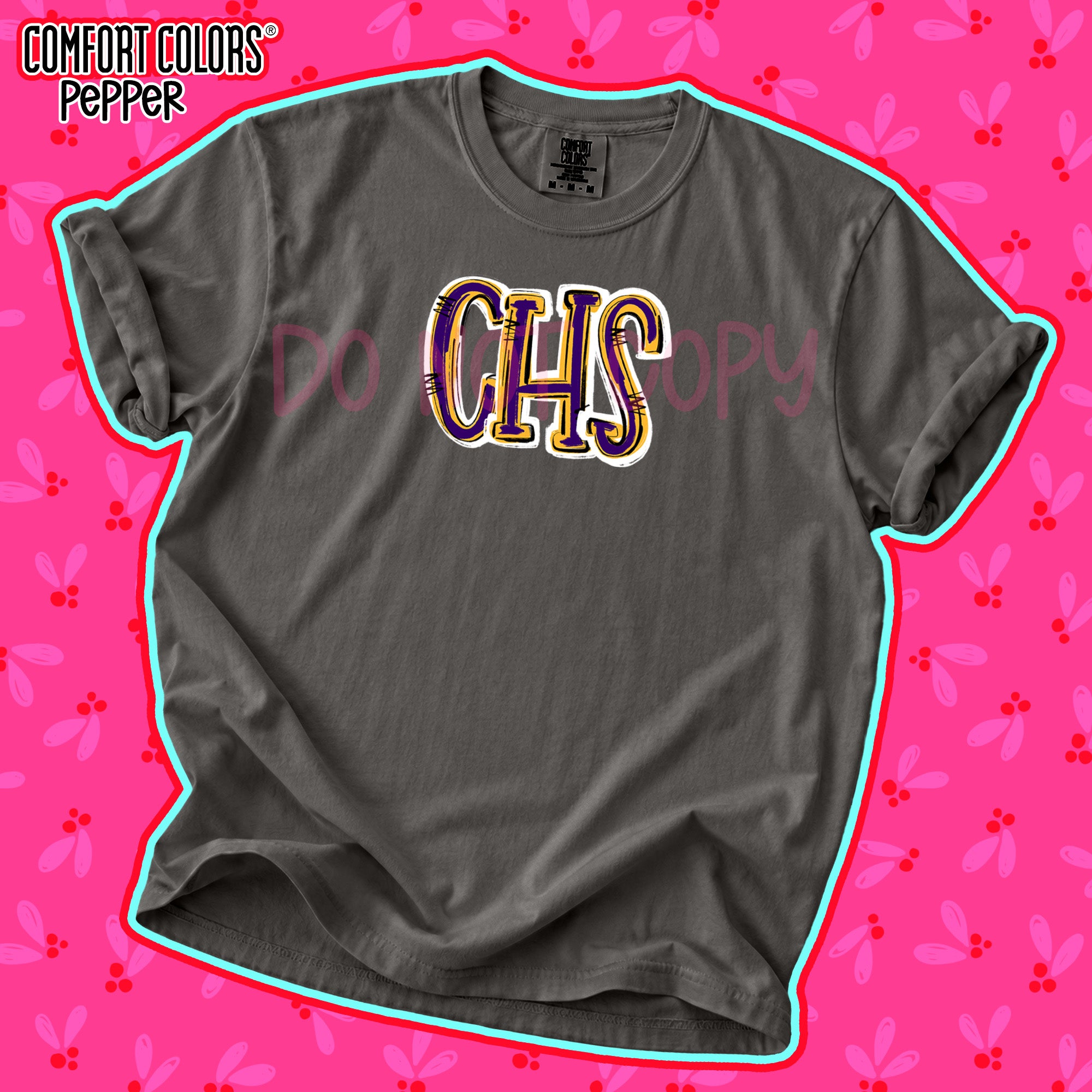 Spirit Stack Initials CHS Purple Yellow Gold design