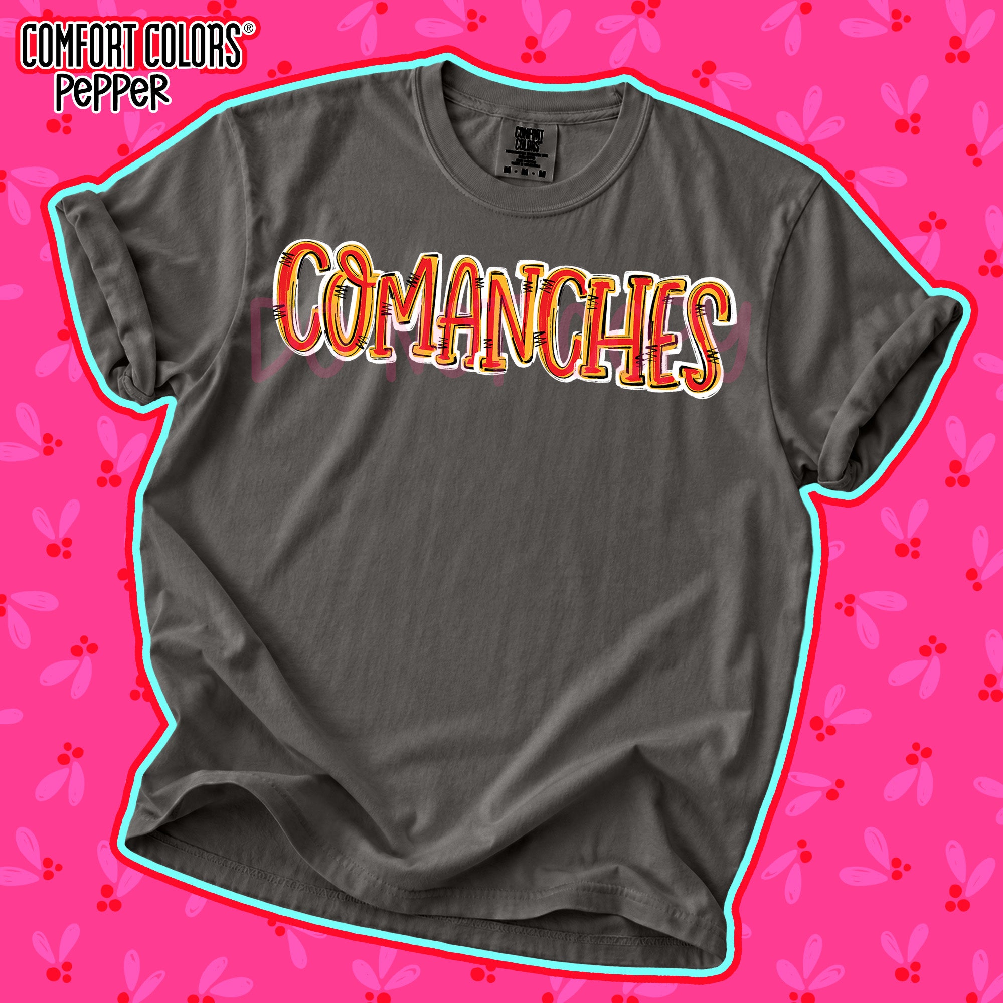 Spirit Stack Mascots Comanches Red Yellow Gold design