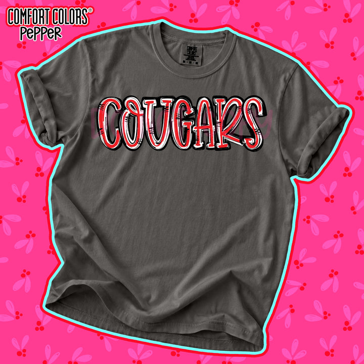 Cougars Red White Spirit Stack Mascots DTF transfer mockup
