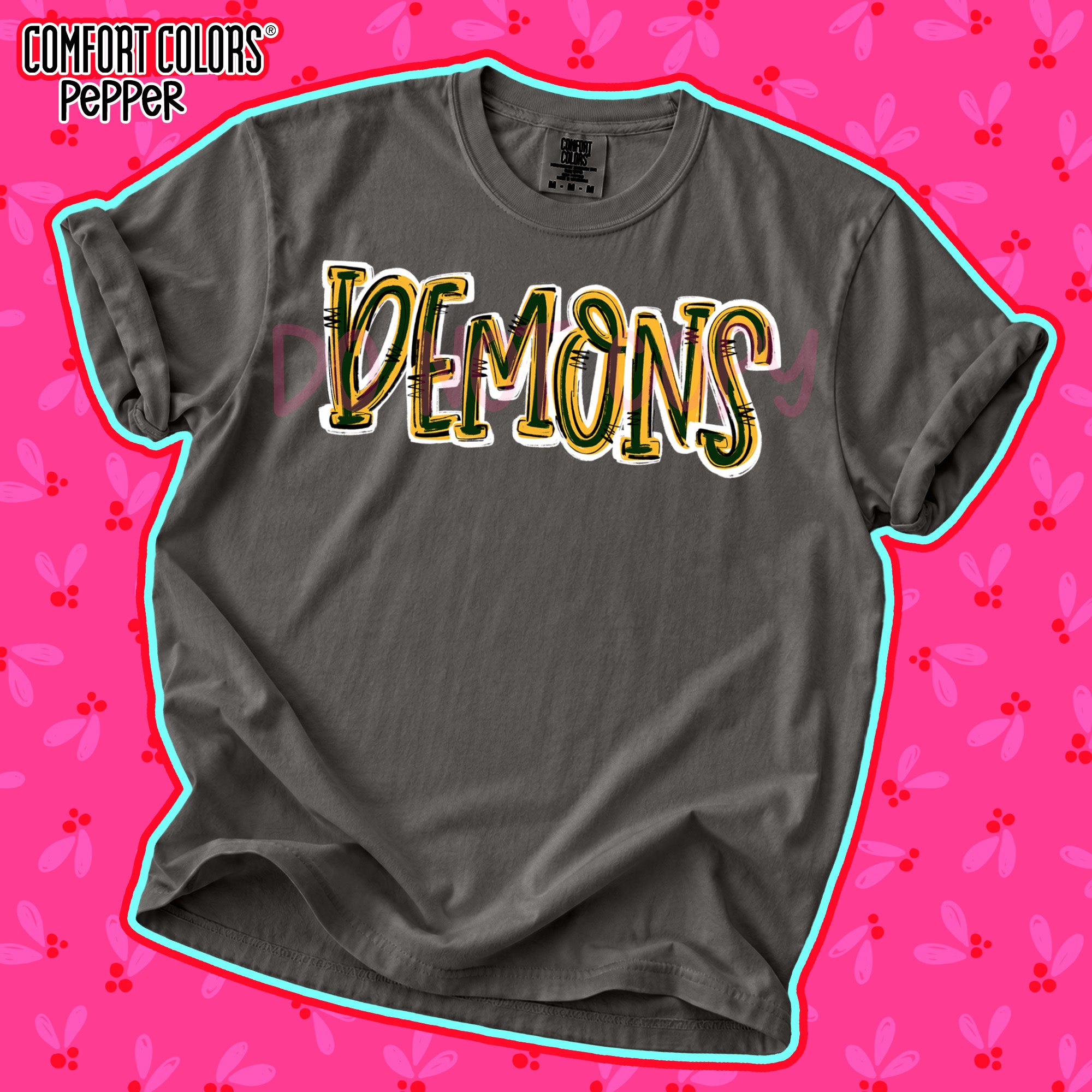 Spirit Stack Mascots Demons Dark Green Yellow Gold design
