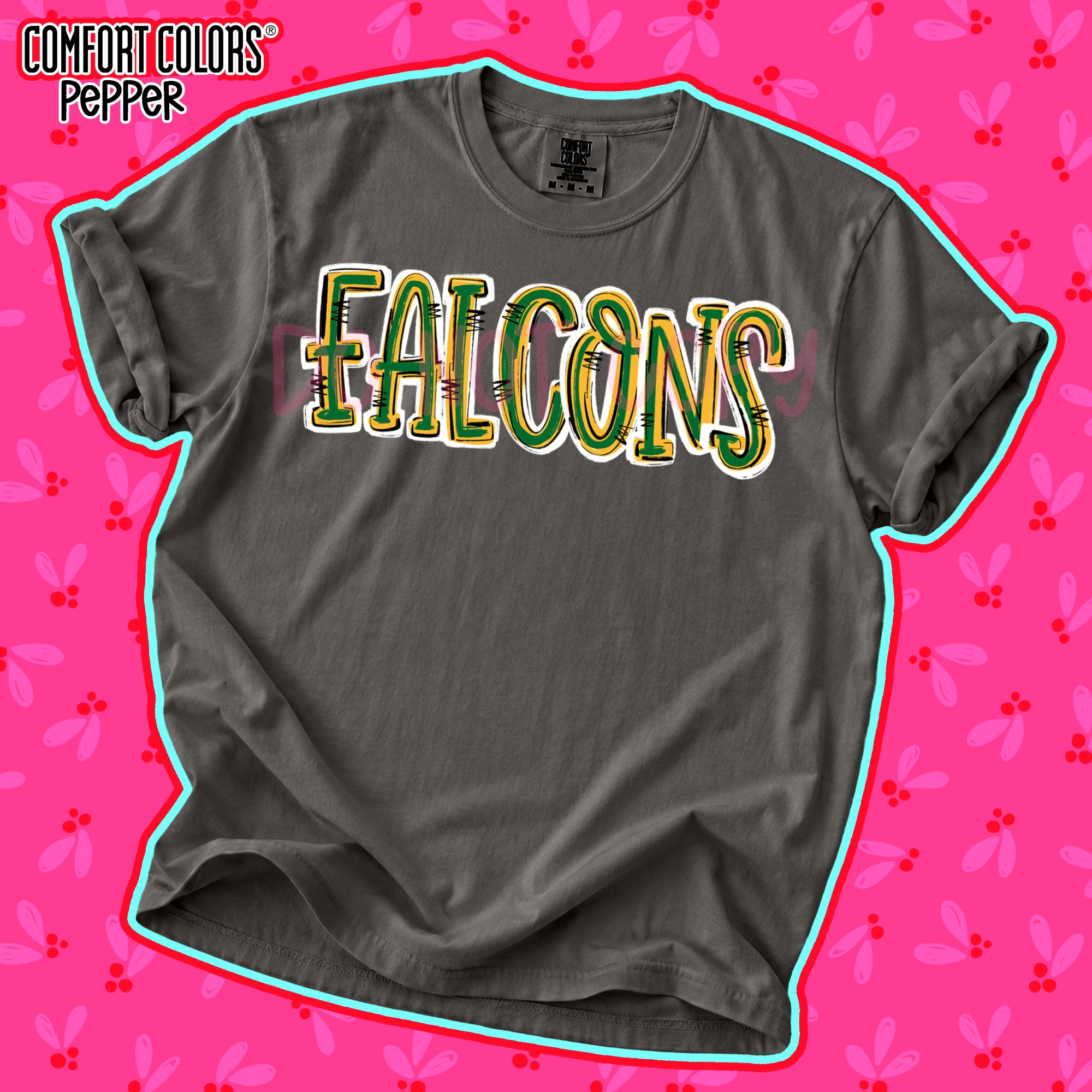 Spirit Stack Mascots Falcons Kelly Green Yellow Gold design