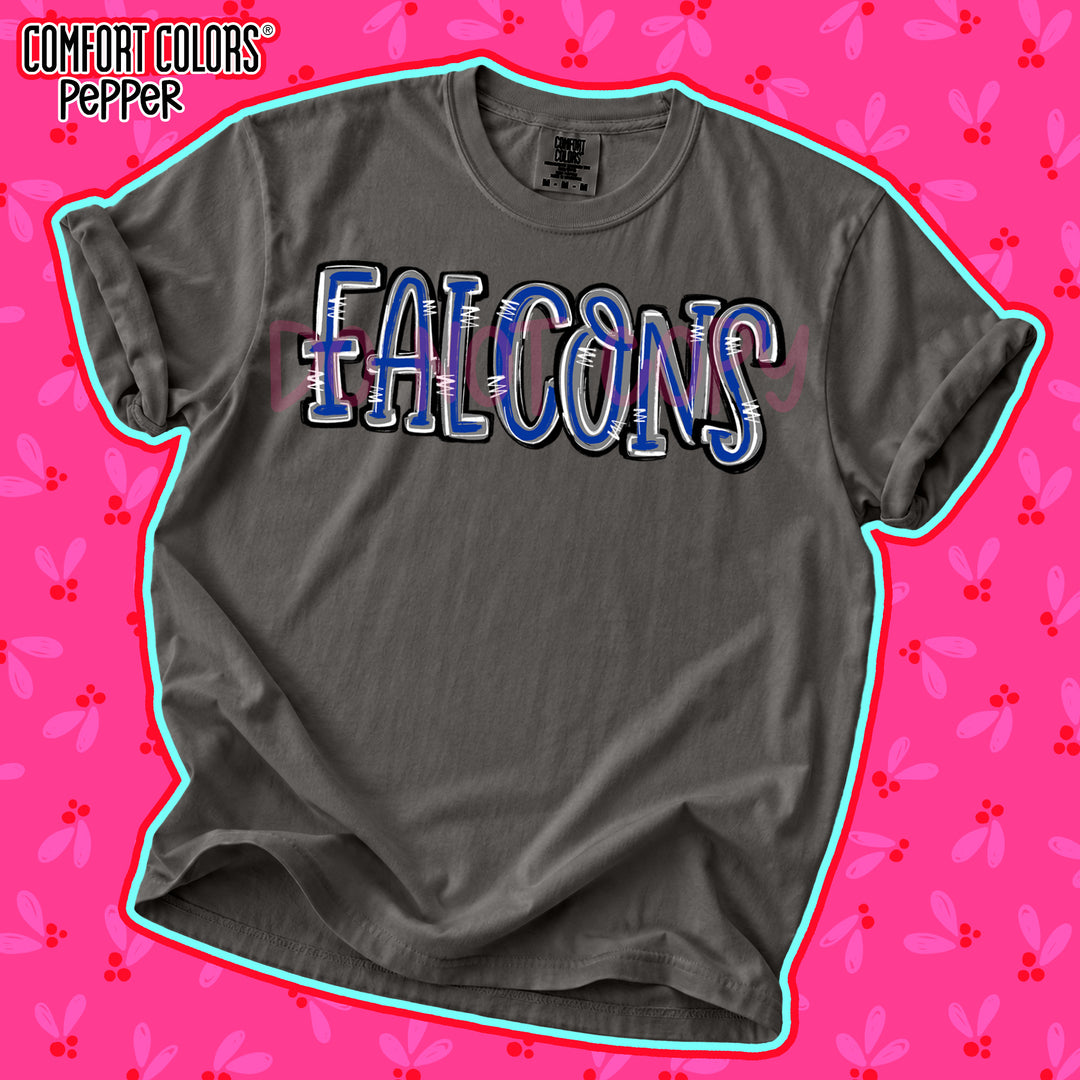 Falcons Royal Blue Gray Spirit Stack DTF transfer