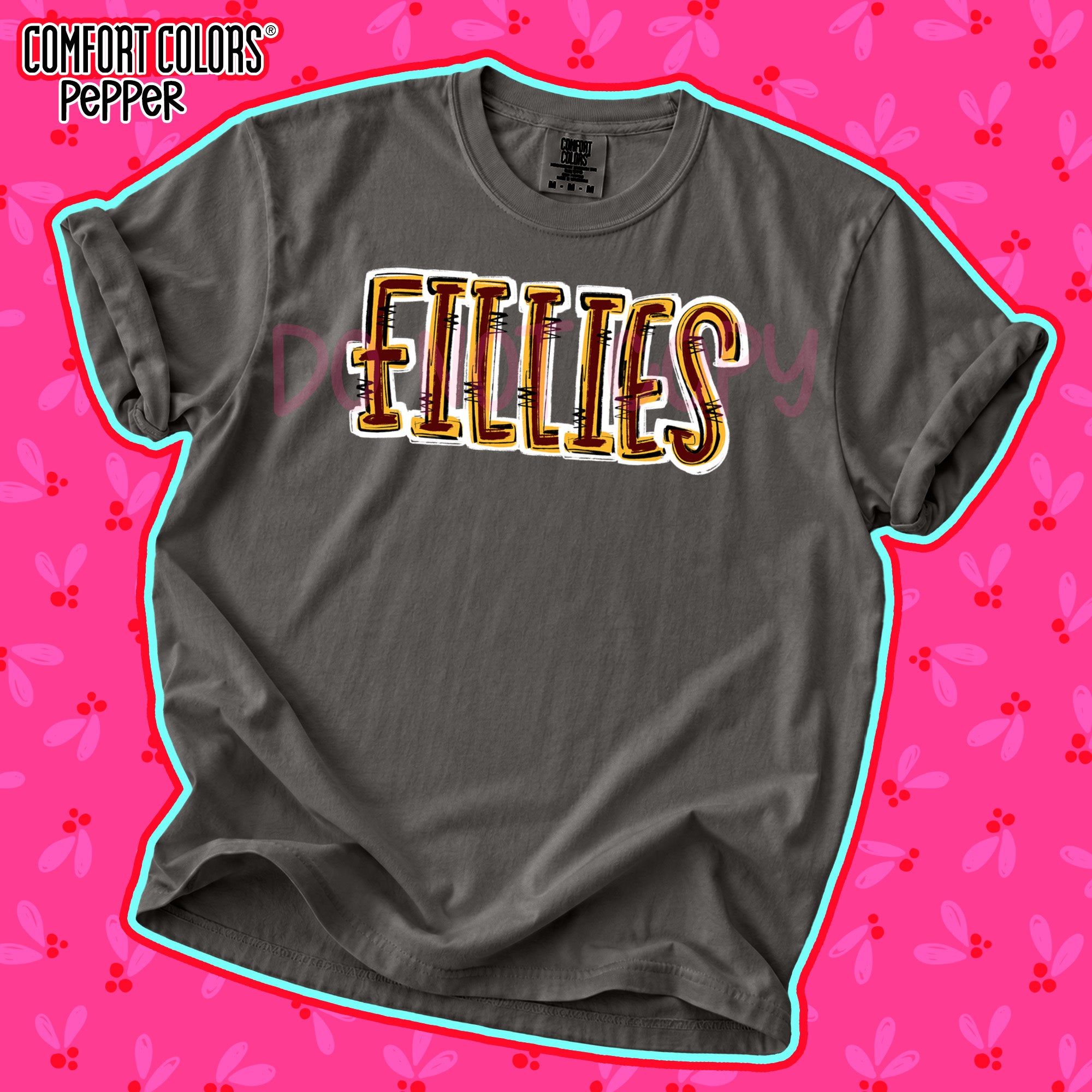 Spirit Stack Mascots Fillies Maroon Yellow Gold design