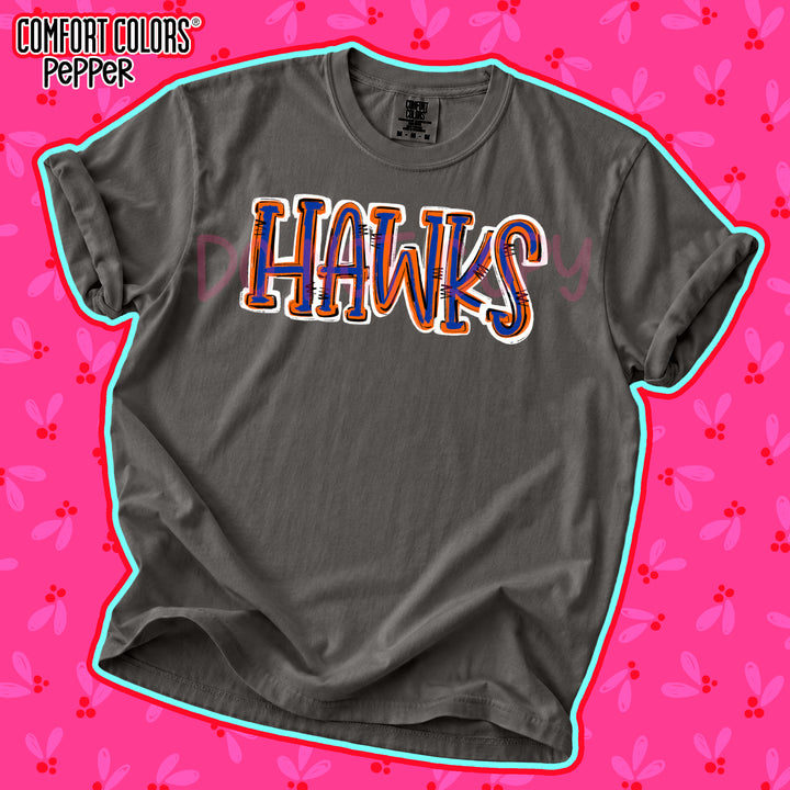 Hawks Royal Blue Orange Spirit Stack DTF transfer
