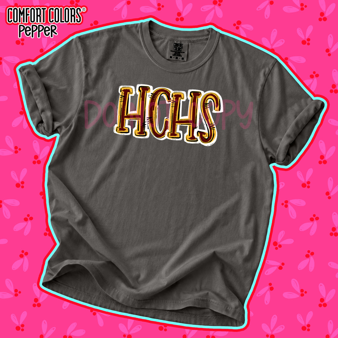 HCHS Maroon Yellow Gold Spirit Stack DTF transfer