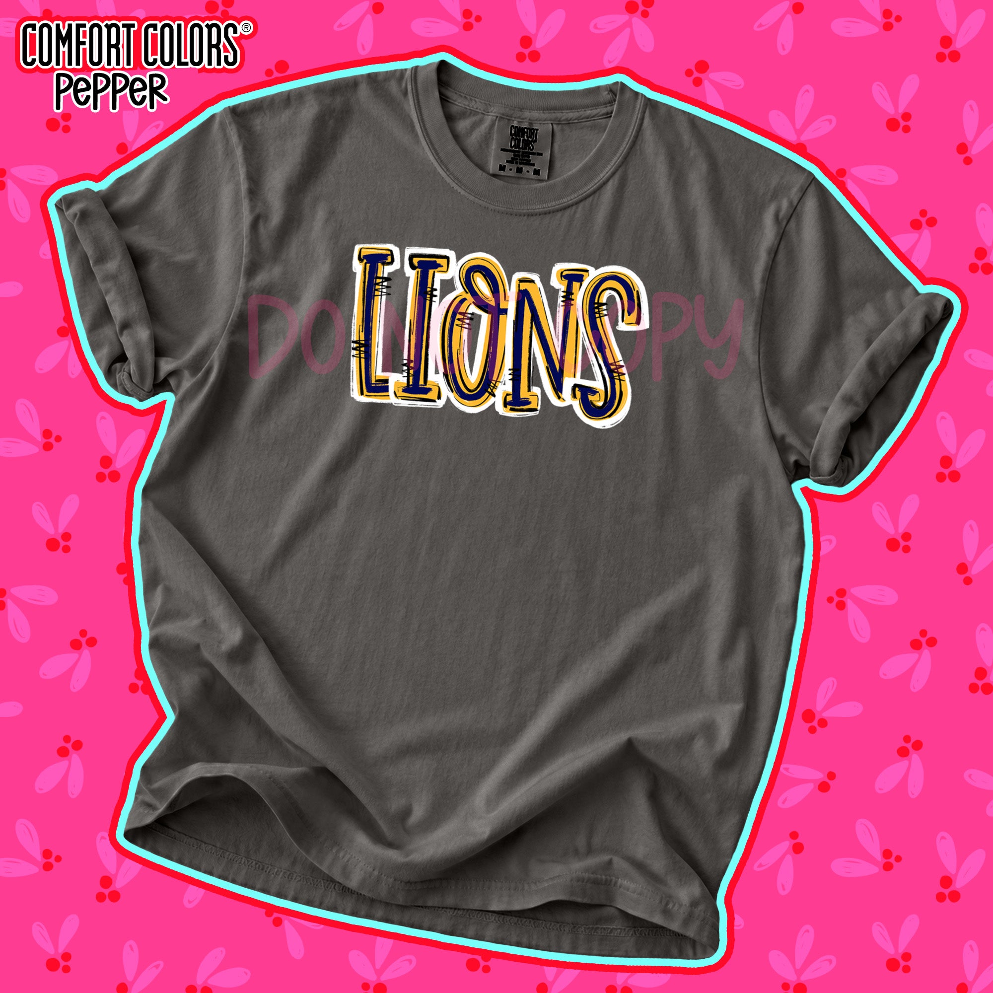 Spirit Stack Mascots Lions Navy Yellow Gold design