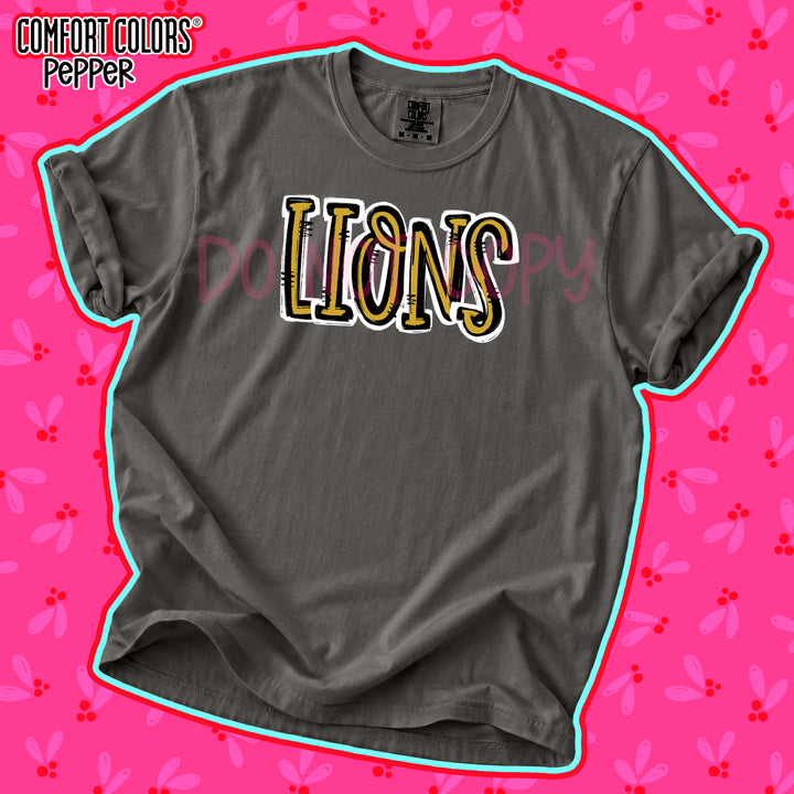 Lions Vegas Gold Black Spirit Stack DTF transfer