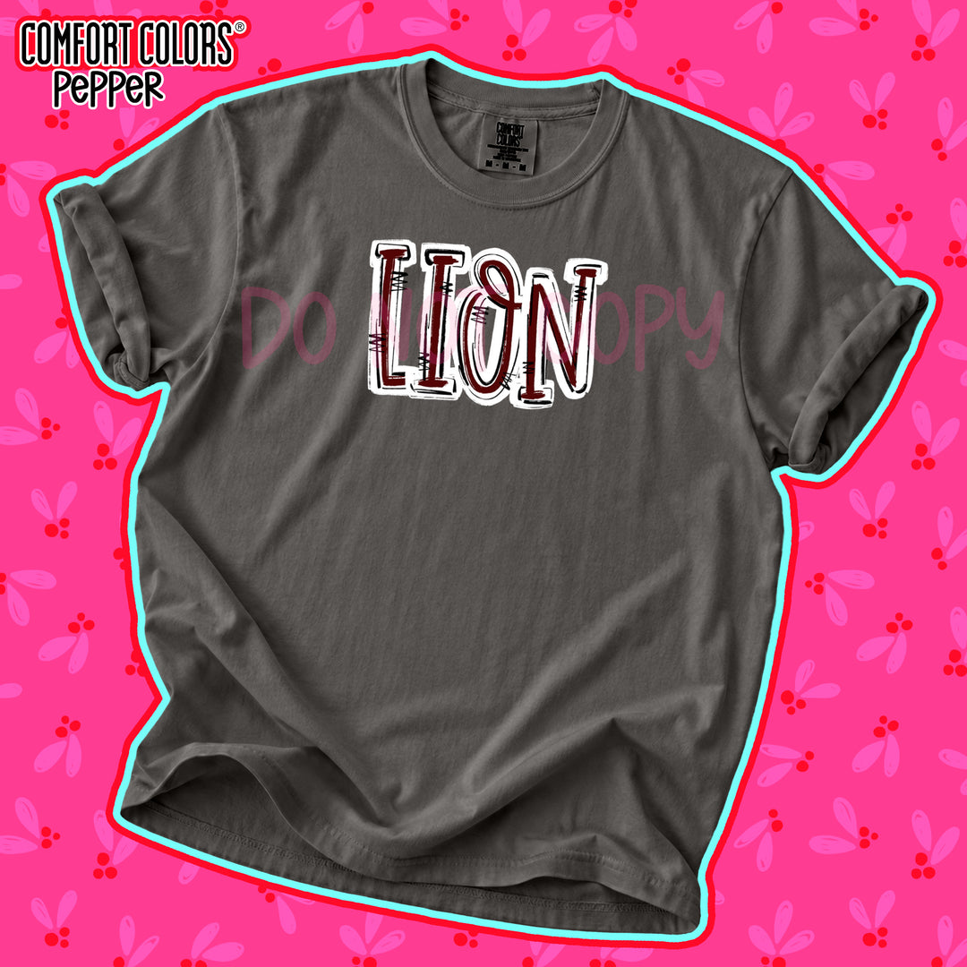 Lion Maroon White Spirit Stack DTF transfer