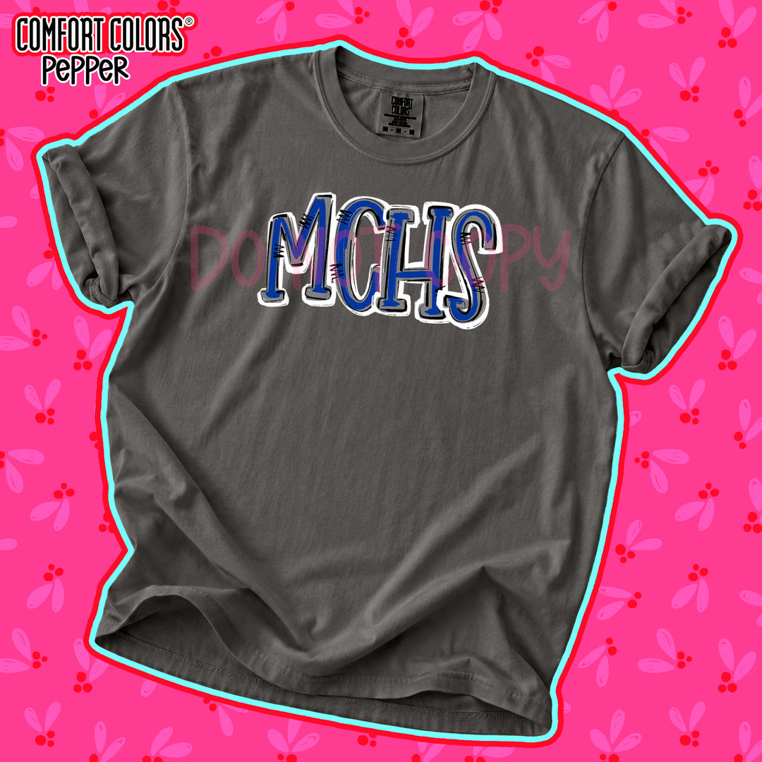 MCHS Royal Blue Gray Spirit Stack DTF transfer