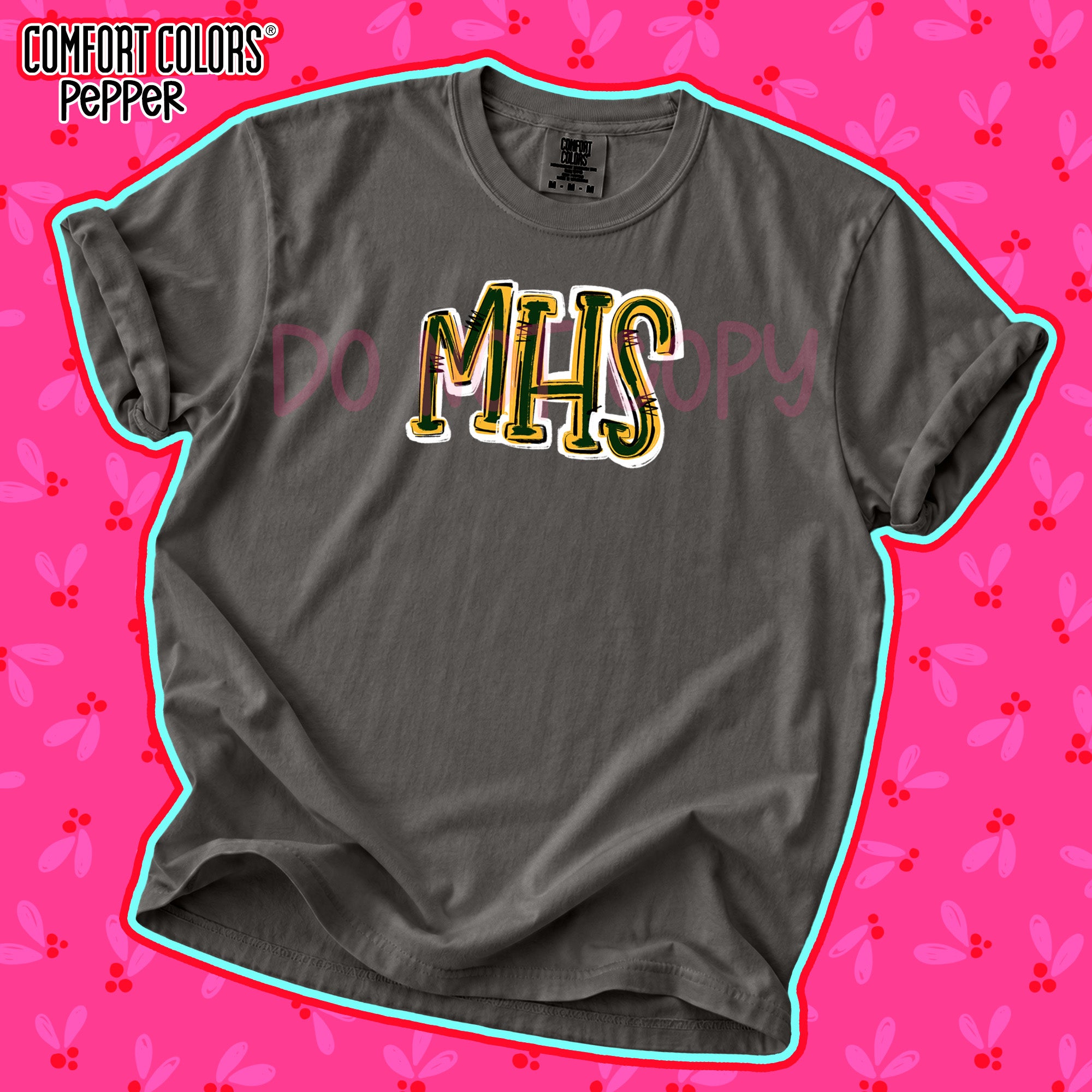 Spirit Stack Initials MHS Dark Green Yellow Gold design