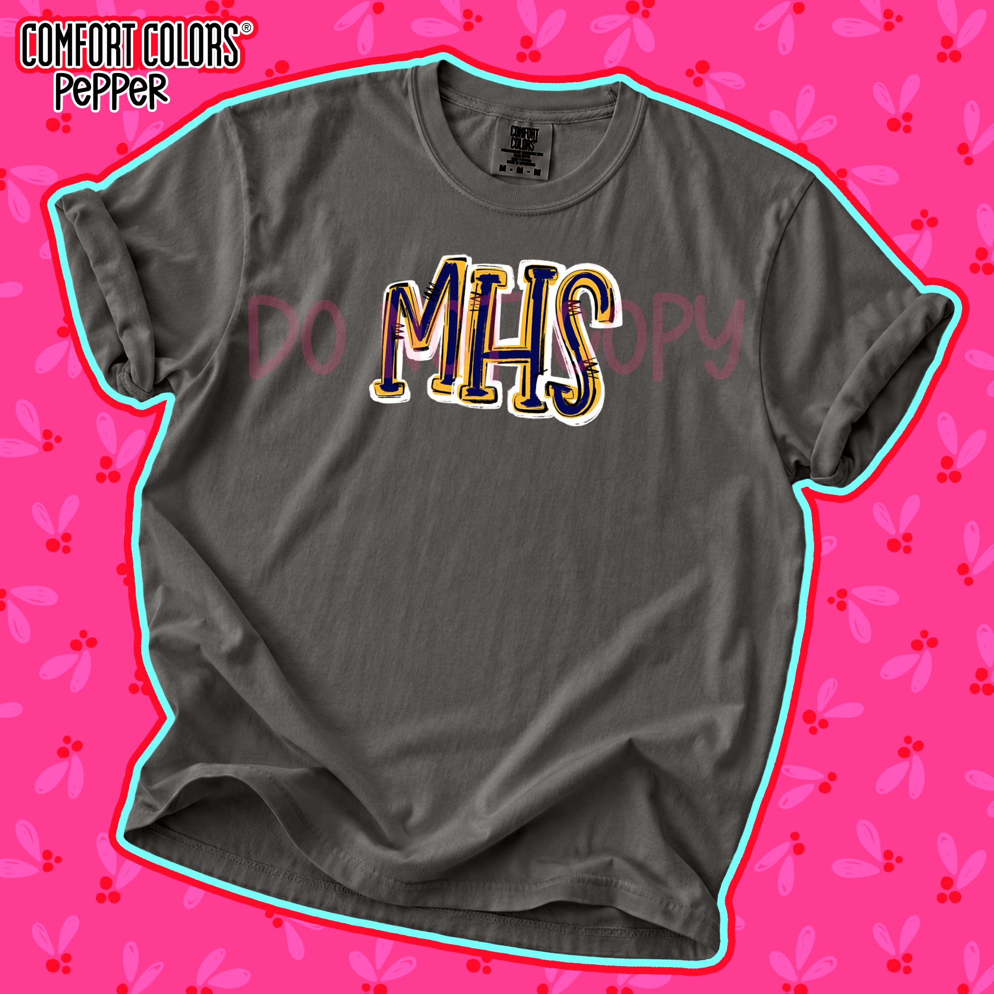 Spirit Stack Initials MHS Navy Yellow Gold design