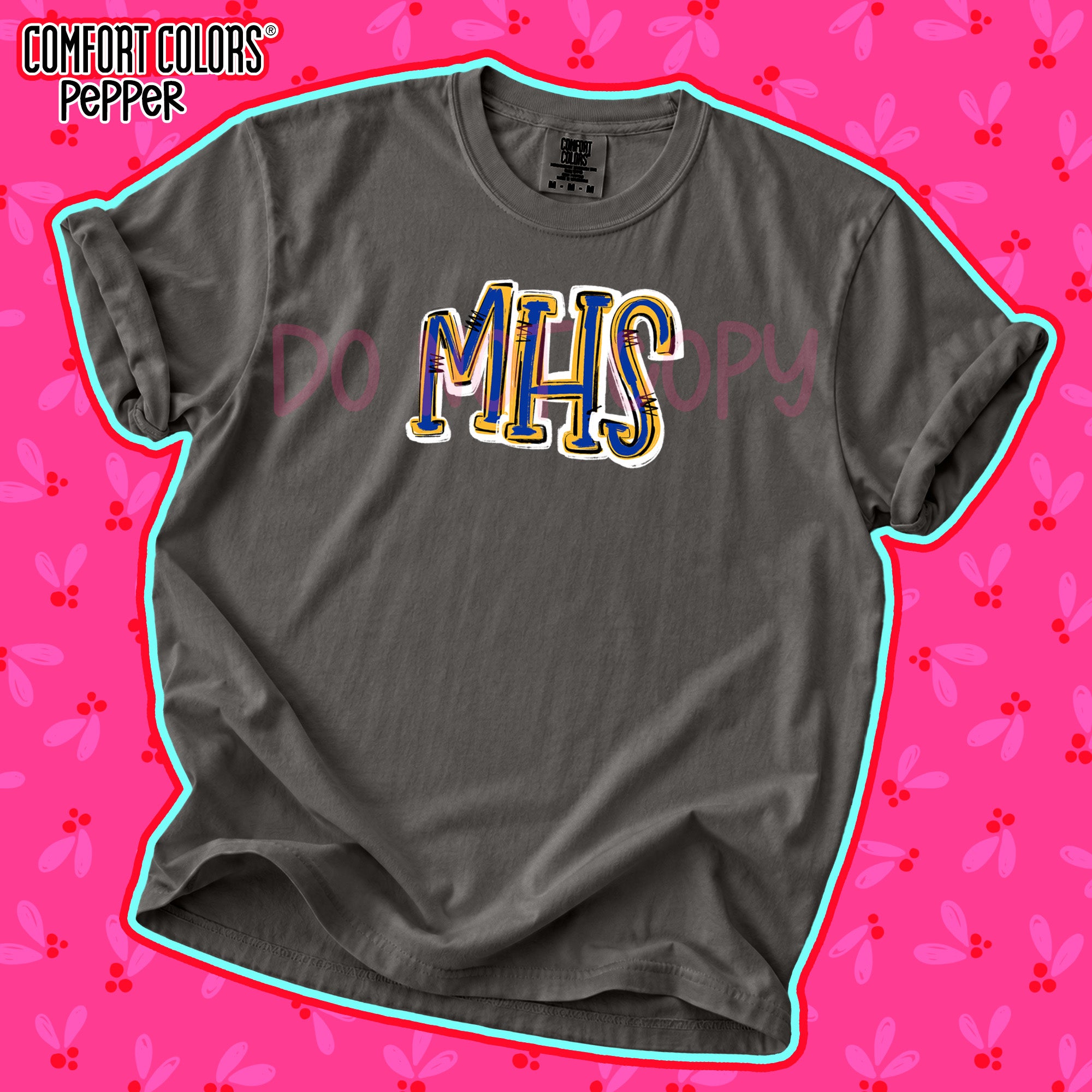 Spirit Stack Initials MHS Royal Blue Yellow Gold design
