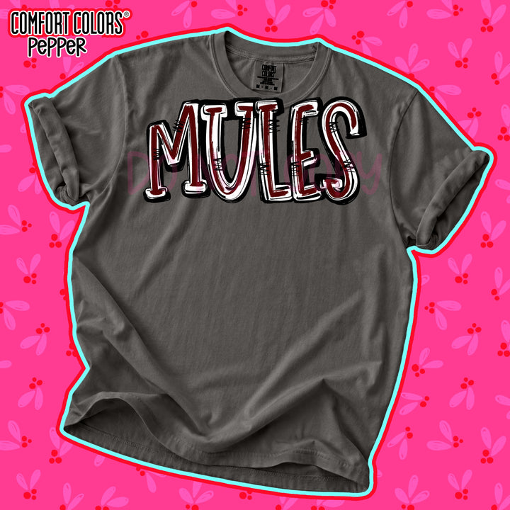 Mules Maroon White Spirit Stack Mascots DTF transfer mockup