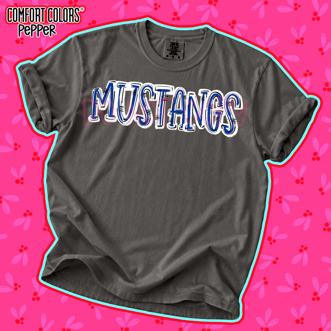 Mustangs Royal Blue White Spirit Stack DTF transfer