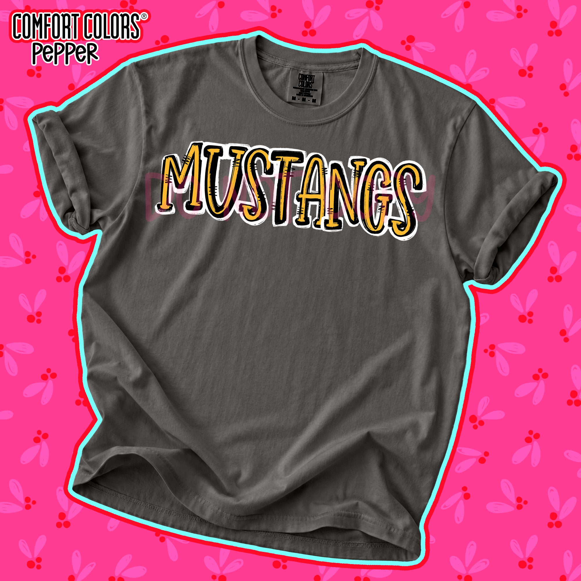 Spirit Stack Mascots Mustangs Yellow Gold Black design