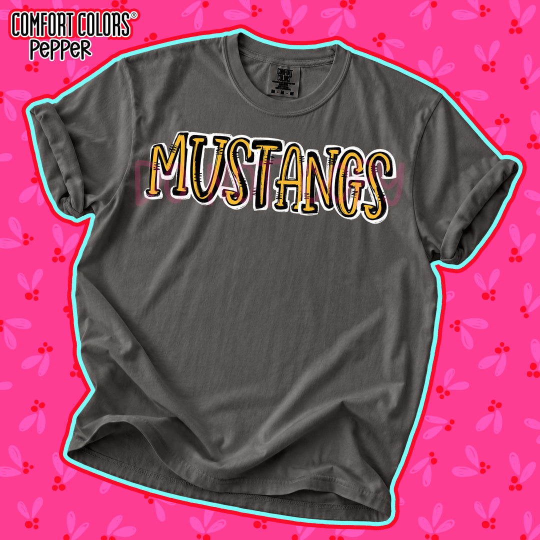 Mustangs Yellow Gold Black Spirit Stack DTF transfer