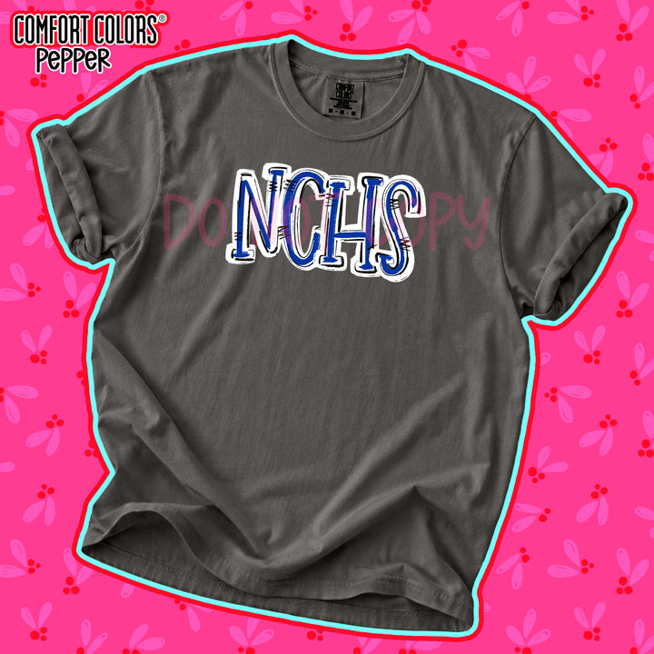 NCHS Royal Blue White Spirit Stack DTF transfer