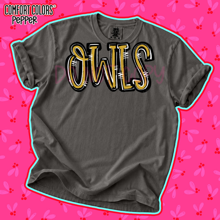 Owls Vegas Gold Black Spirit Stack Mascots DTF transfer mockup