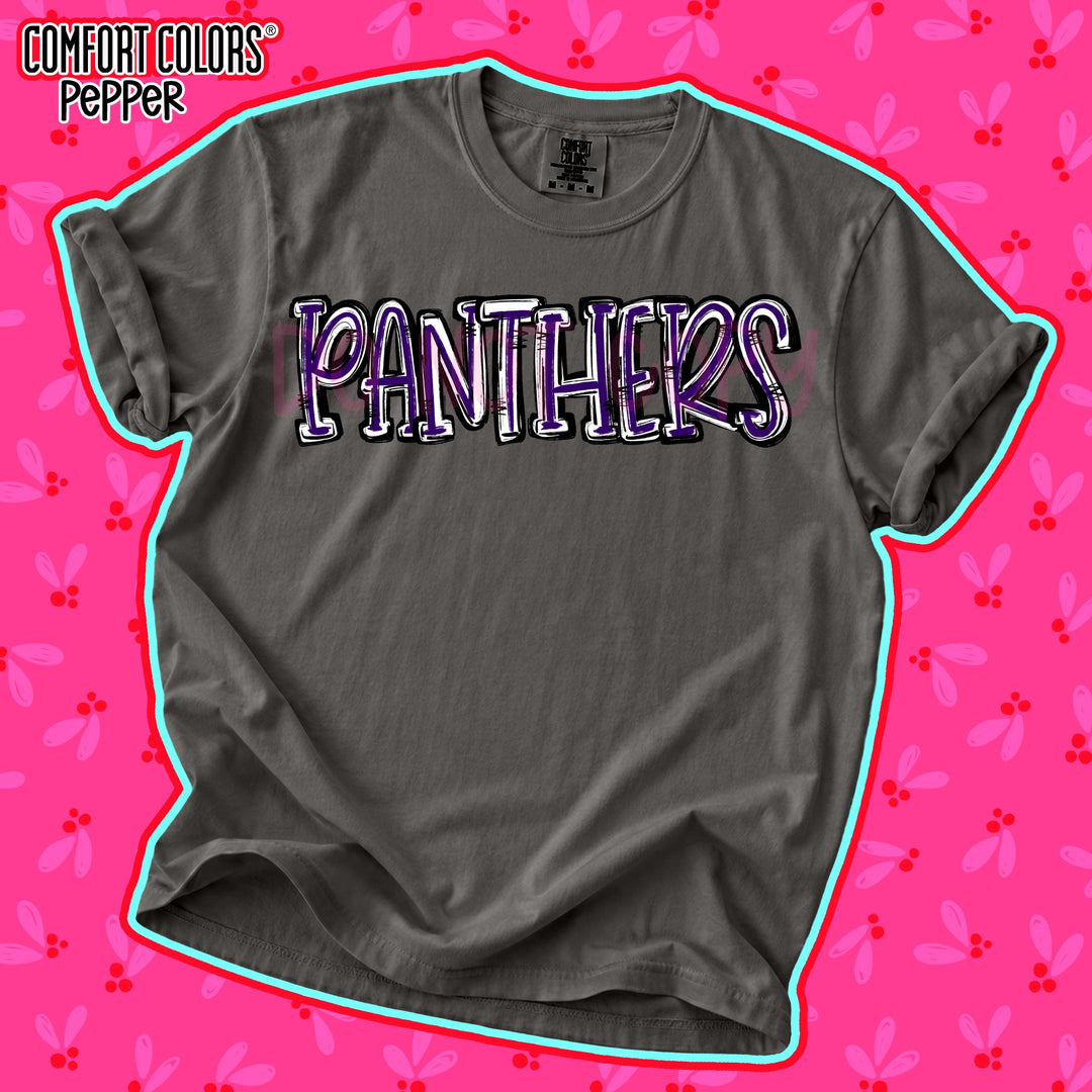 Panthers Purple White Spirit Stack Mascots DTF transfer mockup