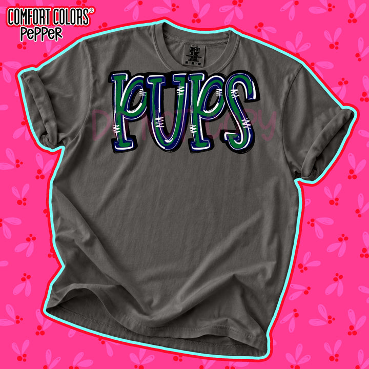 Pups Kelly Green Navy Spirit Stack Mascots DTF transfer mockup