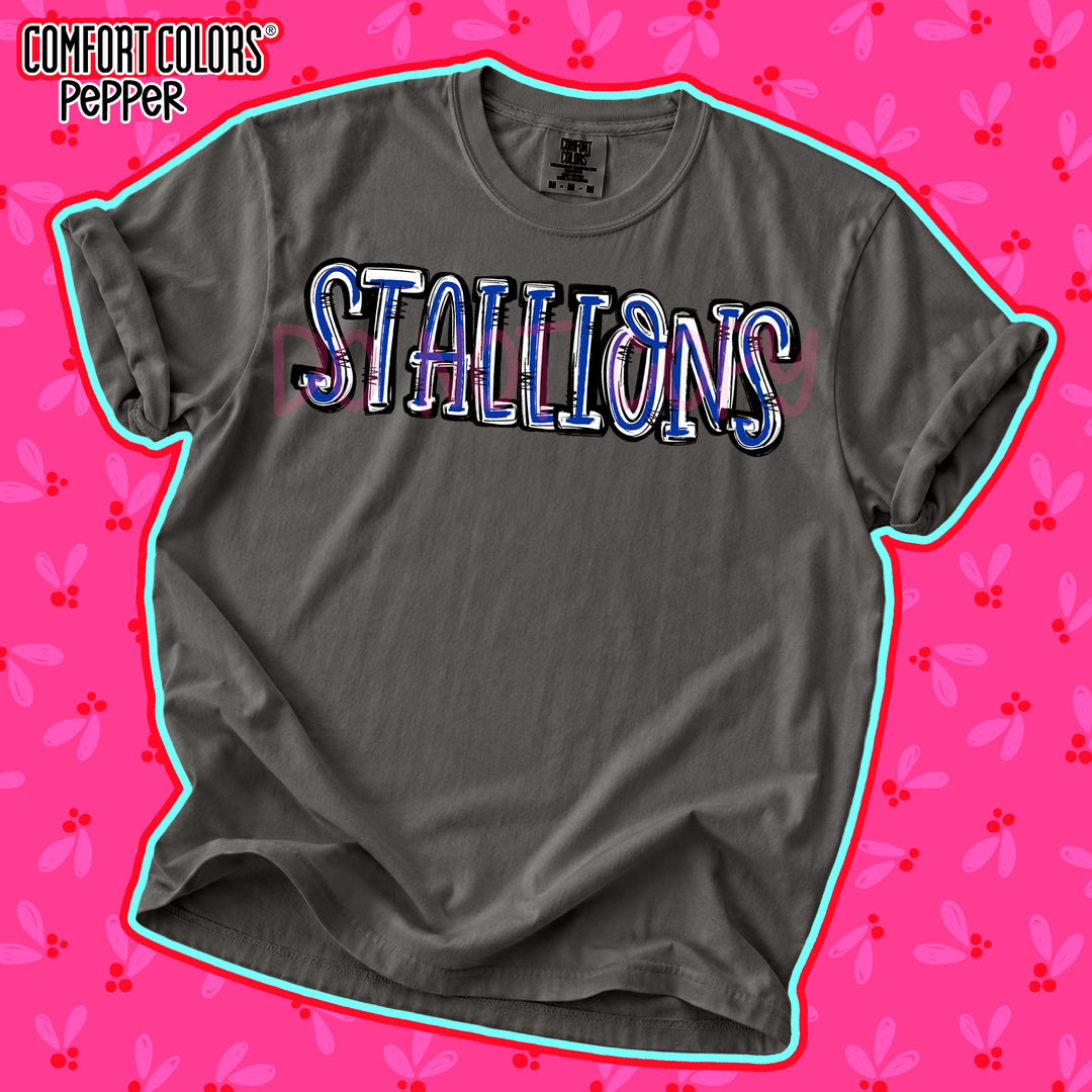 Stallions Royal Blue White Spirit Stack DTF transfer